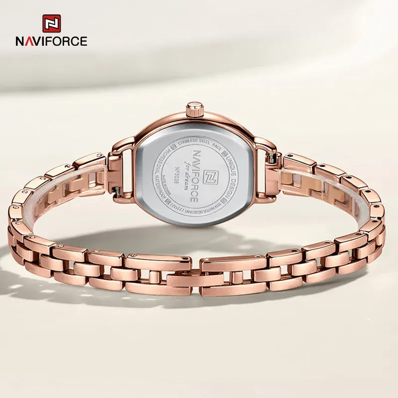 Naviforce NF5035 Silver Dial Rose Gold-tone Ladies Watch